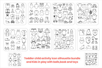 Baby Clothing And Accessories Icon Silhouette Bundle