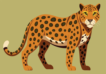 A cartoon drawing of a leopard with a yellow face and brown spots