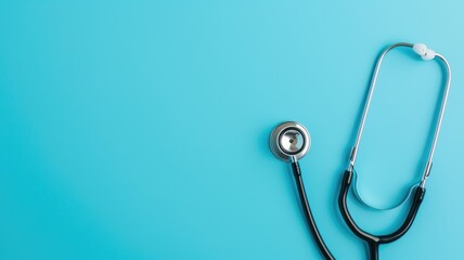 Stethoscope on blue background, medical concept