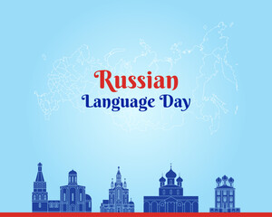 Fototapeta premium Vector Graphics of Russian Language Day. 6 June. Holiday concept. Template for background with banner, poster and card. Vector illustration.
