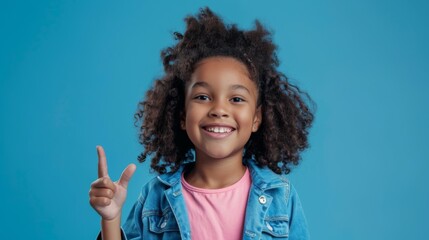 Young Girl Pointing Upward Happily