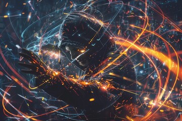 the hacker surrounded by swirling lines