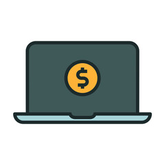 Internet banking icon. Laptop icon with a dollar symbol on the screen. Icons about banking and finance