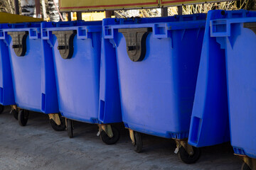 Modern garbage cans, plastic on the street of the city.