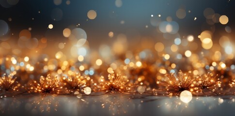 Obraz premium Abstract golden background with bokeh defocused lights and sparkles