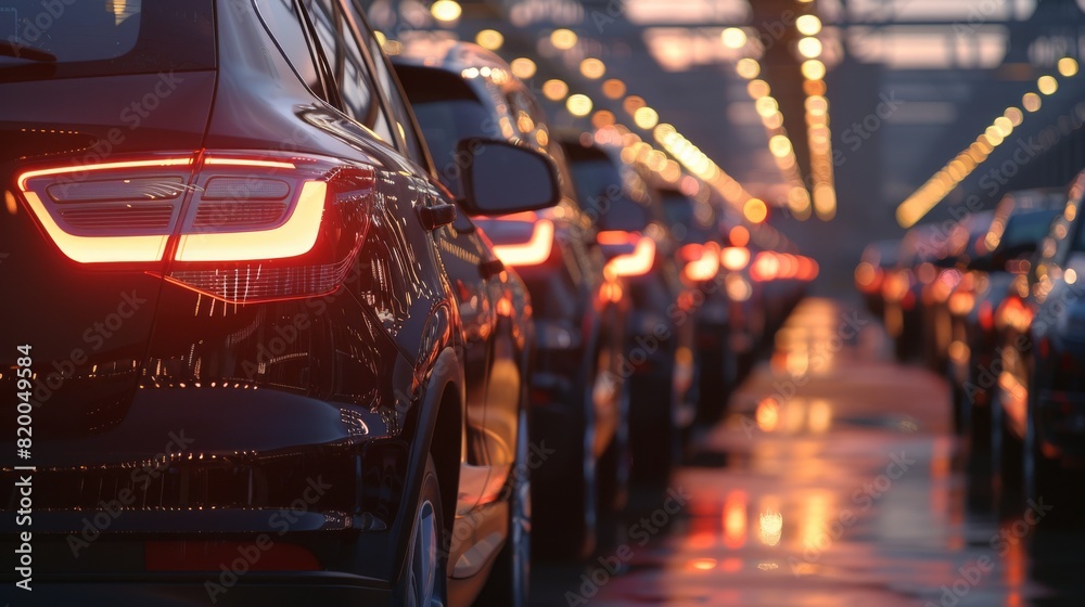 Poster a modern automotive factory showcases cuttingedge technology with a highefficiency assembly line and