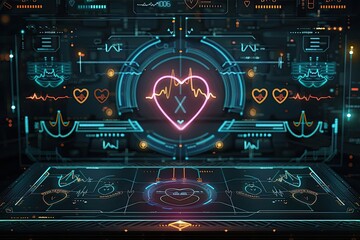 Illustrate a digital interface showing heart rates aligning during a shared meditation session