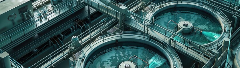 Fototapeta premium Illustrate a membrane filtration system in a wastewater treatment plant