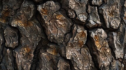 Redwood tree bark, deep ridges and earthy tones, captured at twilight, macro focus, emphasizing texture