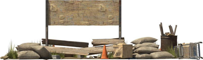 wooden road barricade sign