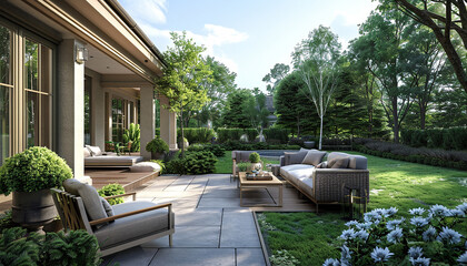 living space with green plants generated.Ai