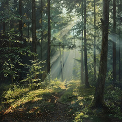 Obraz premium morning in the forest