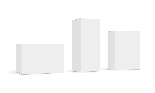 Set Of Three Blank Paper Boxes Isolated On White Background. Vector illustration