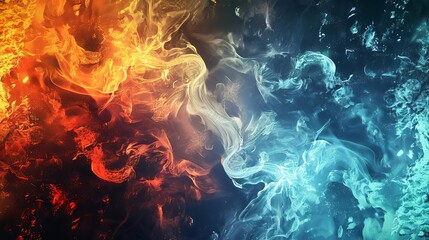 Fototapeta premium fiery and aquatic elements converge in mesmerizing abstract background digital art