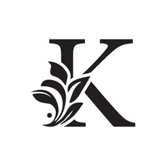 letter K flower letters. Vintage ornament initial Alphabet. Logo vector	
