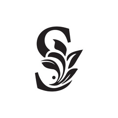 letter S flower letters. Vintage ornament initial Alphabet. Logo vector	
