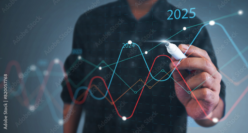 Wall mural business 2025 analytics tools charts and graphs with statistics to analyze business potential and fo