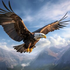 Fototapeta premium Eagle flying in the sky,fly,clouds,majestic,