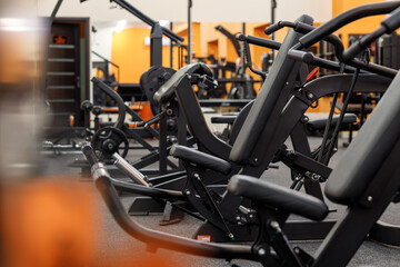 Exercise equipment in an empty gym
