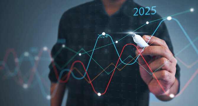 Business 2025 analytics tools charts and graphs with statistics to analyze business potential and forecast future development of companies growth to optimize performance for profit.