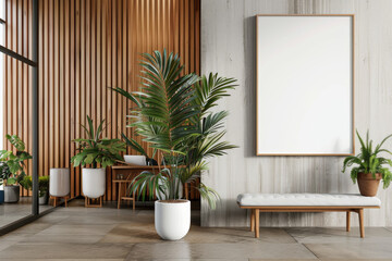 Cozy Living Room With Plants and Bench