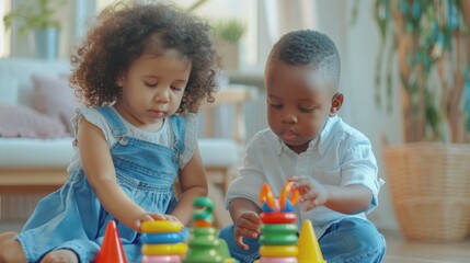 Obraz premium Toddlers Engaged in Playtime