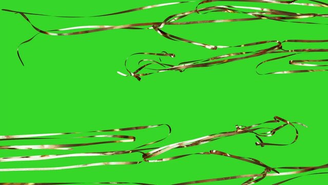 Golden Ribbons Animation On Green Sceen