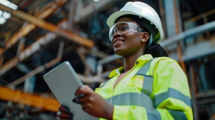 Confident Engineer with Digital Tablet
