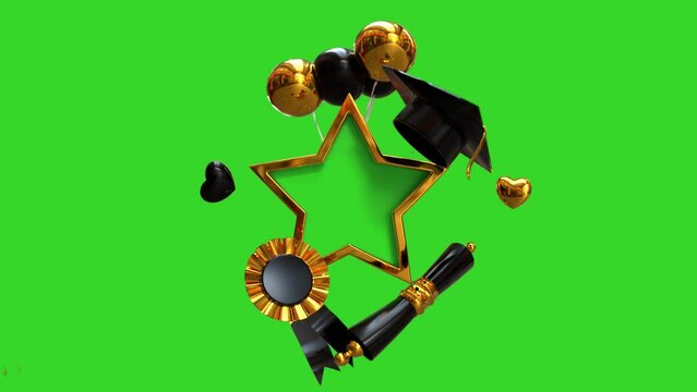 Gold Graduation Footage on Green Screen