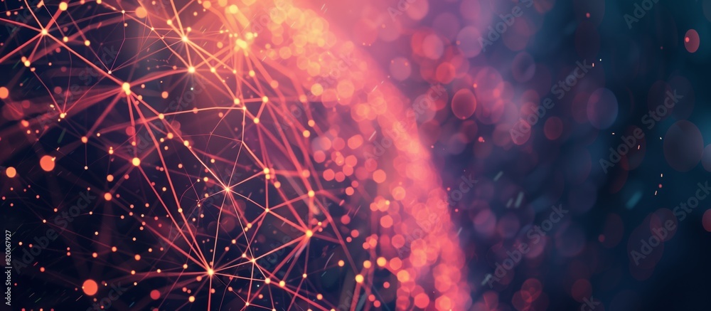 Aufkleber This is an abstract digital network background featuring glowing connection points, perfect for technology and communication concepts. It includes vibrant dots, lines, and a futuristic design
