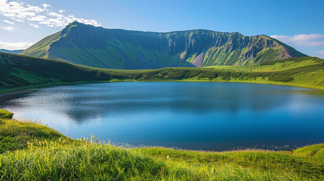 lake in the mountains, aso mountains,fukuoka