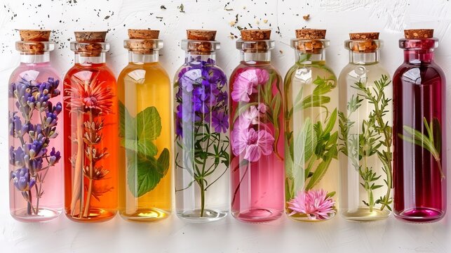 Organic herbal cosmetics  essential oil skincare products with natural ingredients