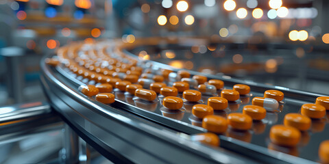 "Automated Pharmaceutical Production Line" | "Pill Manufacturing Process in a Modern Facility"
