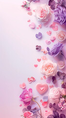 Valentine's Day Poster Background, Anniversary, Wedding, Romantic Background, Pink Background, Purple Background, Love, Flowers
