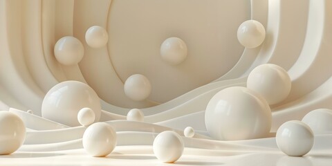 Soft Beige 3D Background with Spheres