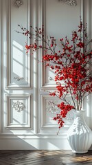 Vivid red berries in a vase