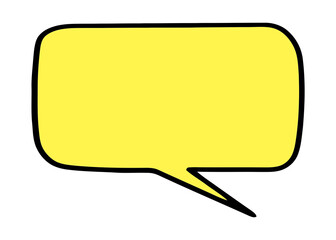 A blank empty speech bubble (comic strip style), regular shape but partially handdrawn. Yellow interior, black border, no shadow, isolated.
