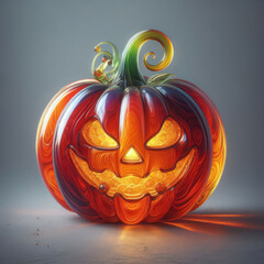 3d Carved halloween jack o lantern pumpkin