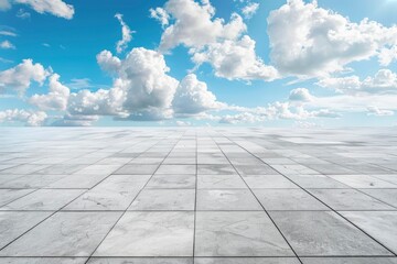 Nice Blue Sky with Floor Background with Beautiful Clouds Empty Landscape - Generative Ai