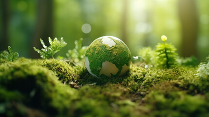 the earth on the grass depicts keeping our earth green