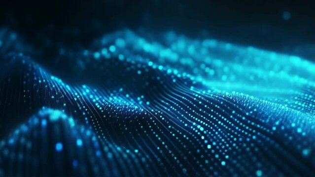 Data Flow and Technology background. Animated seamless loop of blue particles simulating data flow and connectivity, ideal for tech presentations or visualizations.