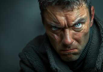 Obraz premium Portrait of a man with intense blue eyes