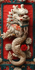 Chinese Dragon Relief Sculpture