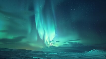Naklejka premium Aurora Borealis: Northern Lights dance in the Arctic sky.