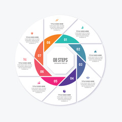 Circle Round Cycle Business Infographic Design Template with 8 Options