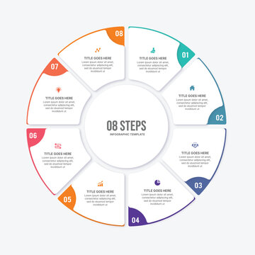 Circle Round Cycle Business Infographic Design Template with 8 Options