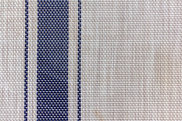 Simple Striped Mat Woven from White and Blue Fibers