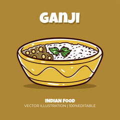 Ganji Indian food vector illustration