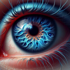 Blue human eye, Futuristic fantasy digital art image