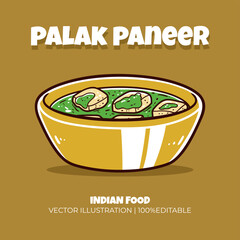 Palak paneer Indian food vector illustration